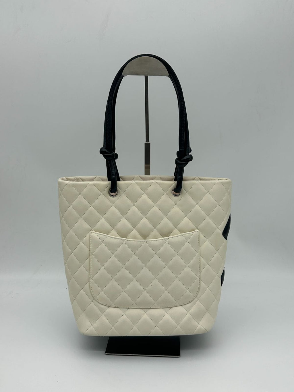 Chanel Cambon Line Tote CC Logo Soft Calf White Black — view 2