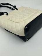 Chanel Cambon Line Tote CC Logo Soft Calf White Black — view 8