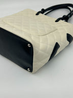 Chanel Cambon Line Tote CC Logo Soft Calf White Black — view 9