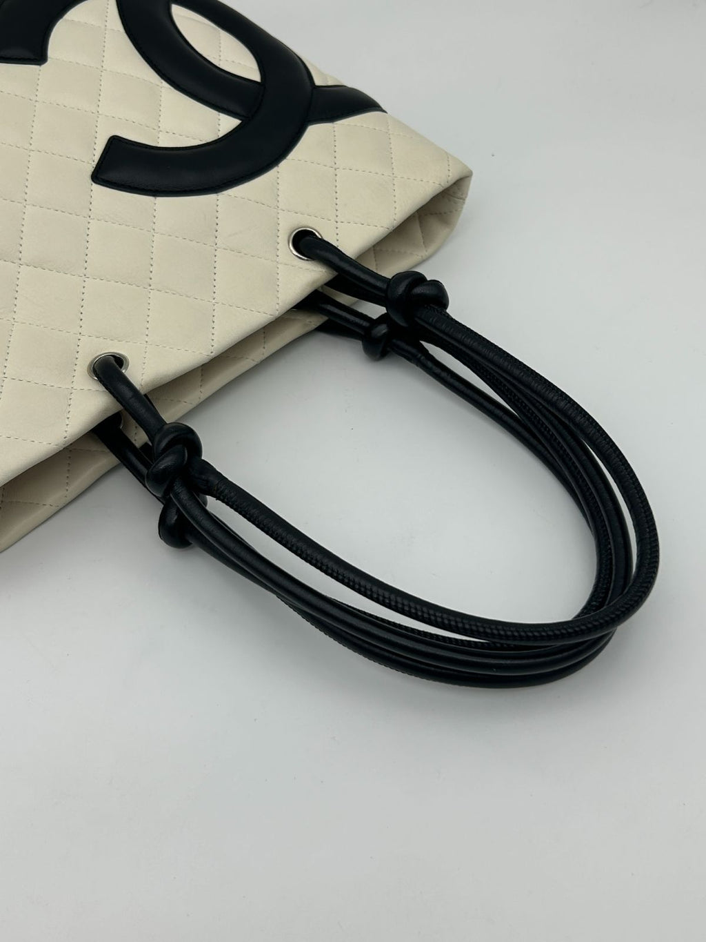 Chanel Cambon Line Tote CC Logo Soft Calf White Black — view 5