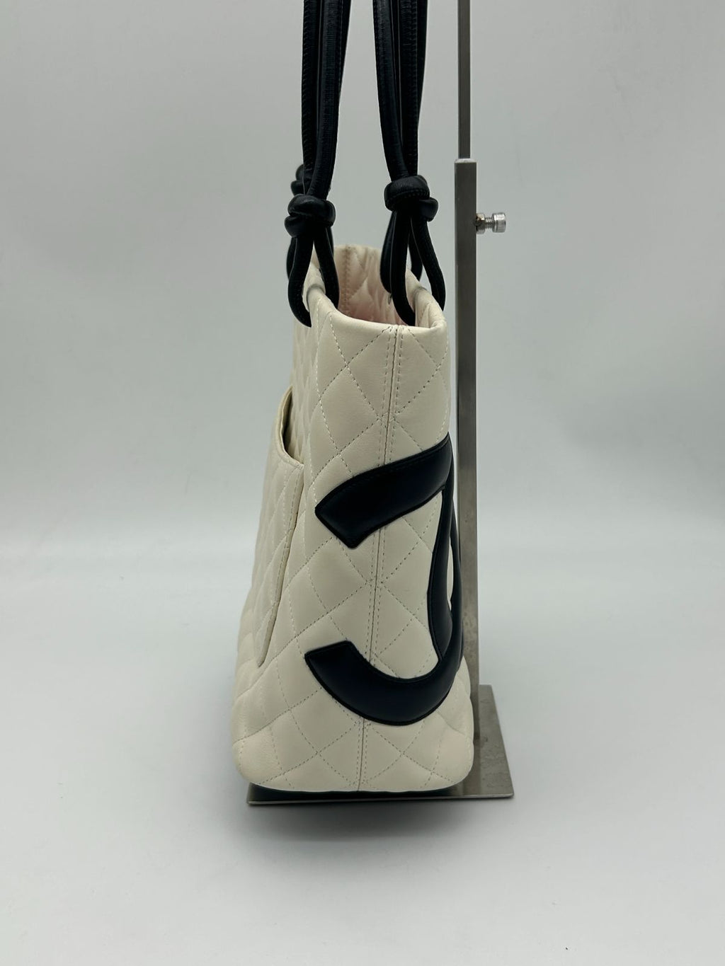 Chanel Cambon Line Tote CC Logo Soft Calf White Black — view 3