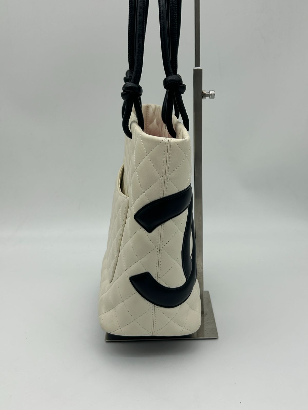 Chanel Cambon Line Tote CC Logo Soft Calf White Black — view 3