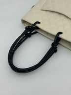 Chanel Cambon Line Tote CC Logo Soft Calf White Black — view 6