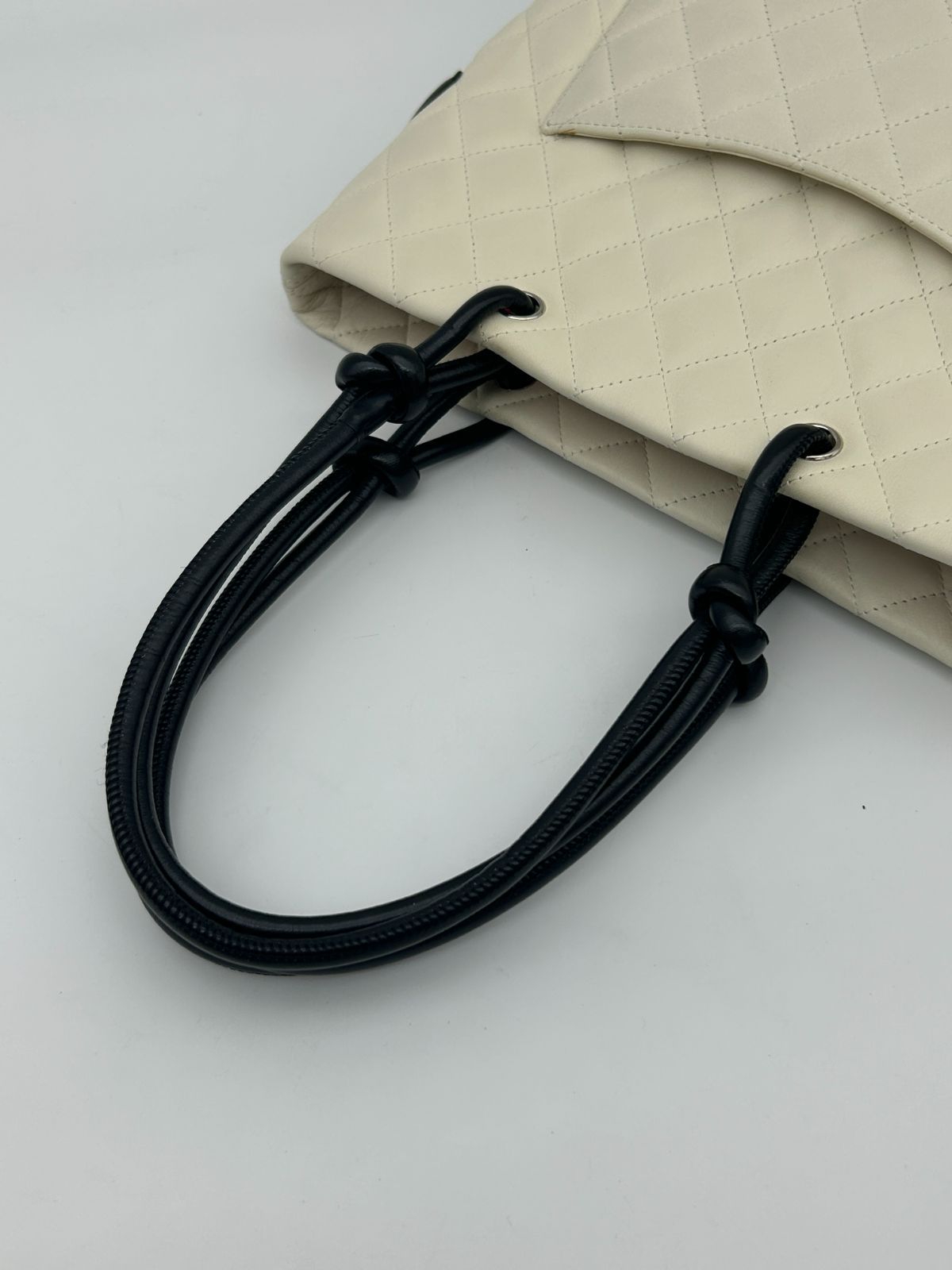 Chanel Cambon Line Tote CC Logo Soft Calf White Black — view 6