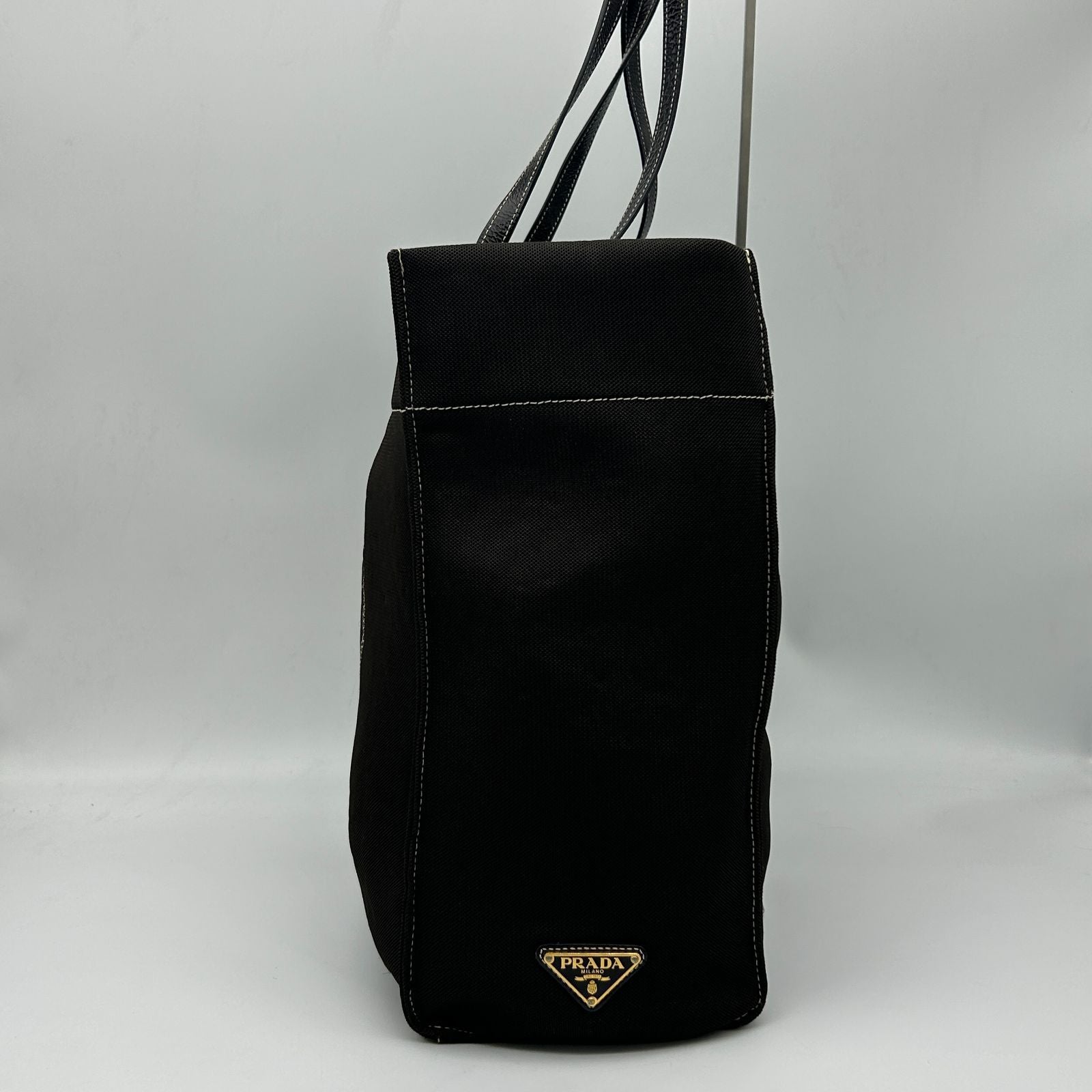 Prada Tote Shoulder Mesh Patent Leather Dark Brown — view 3
