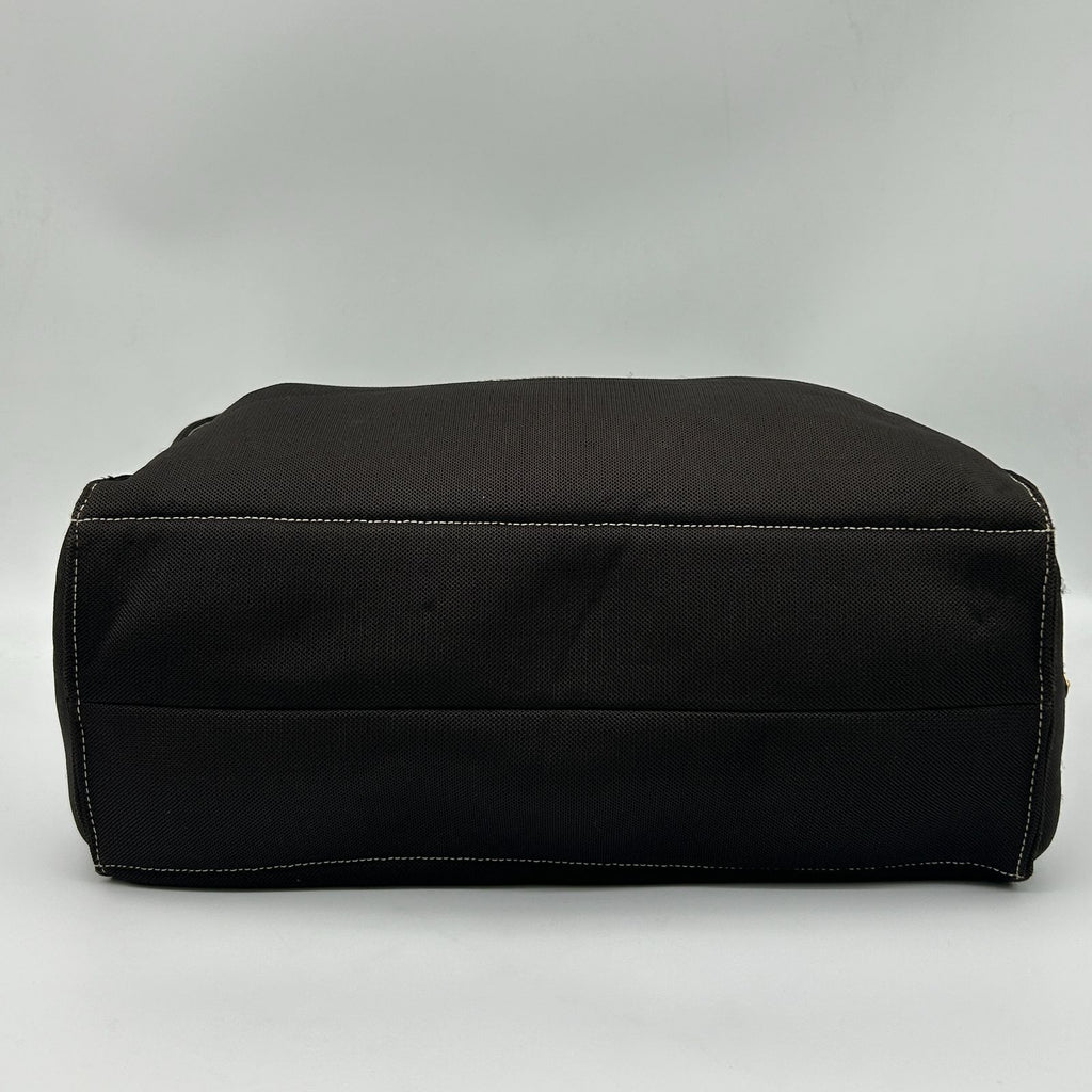 Prada Tote Shoulder Mesh Patent Leather Dark Brown — view 4