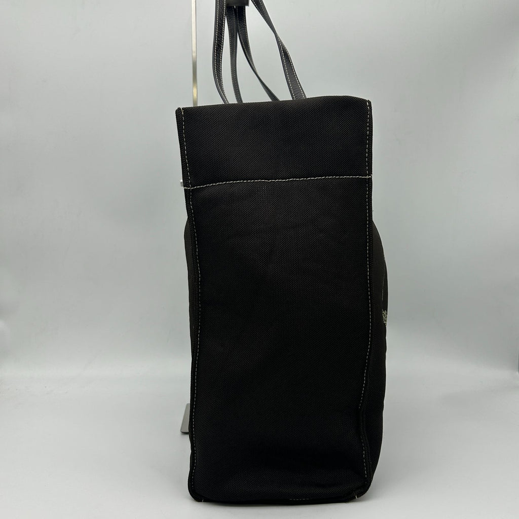 Prada Tote Shoulder Mesh Patent Leather Dark Brown — view 2
