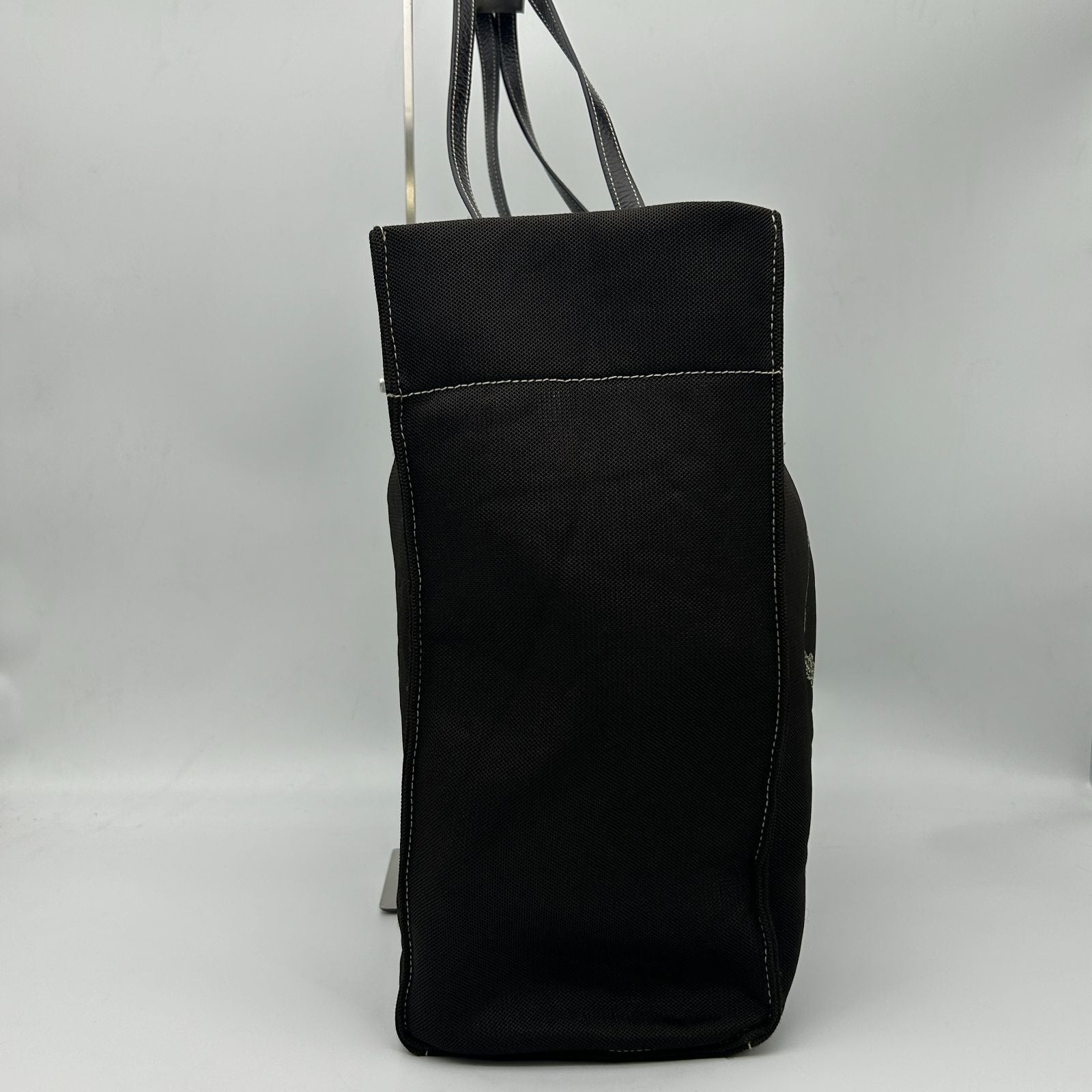 Prada Tote Shoulder Mesh Patent Leather Dark Brown — view 2