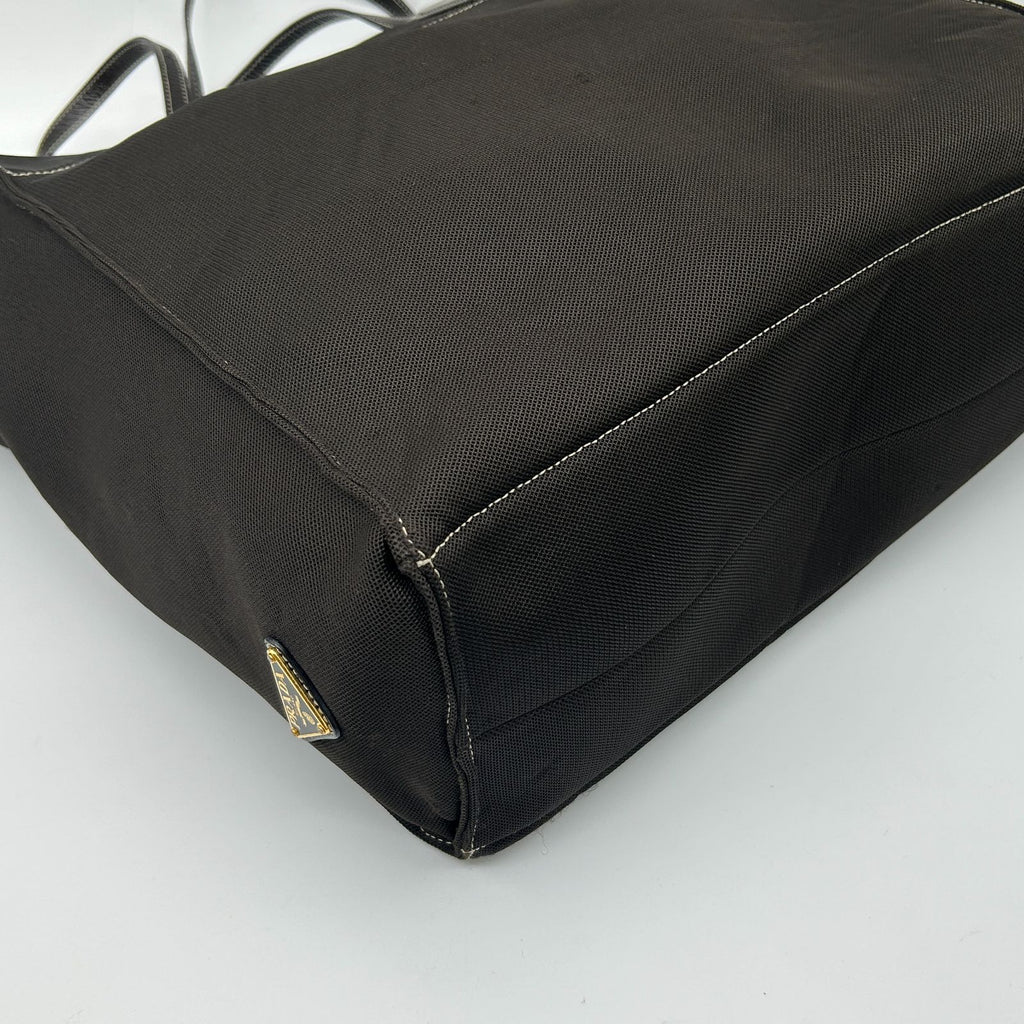 Prada Tote Shoulder Mesh Patent Leather Dark Brown — view 7