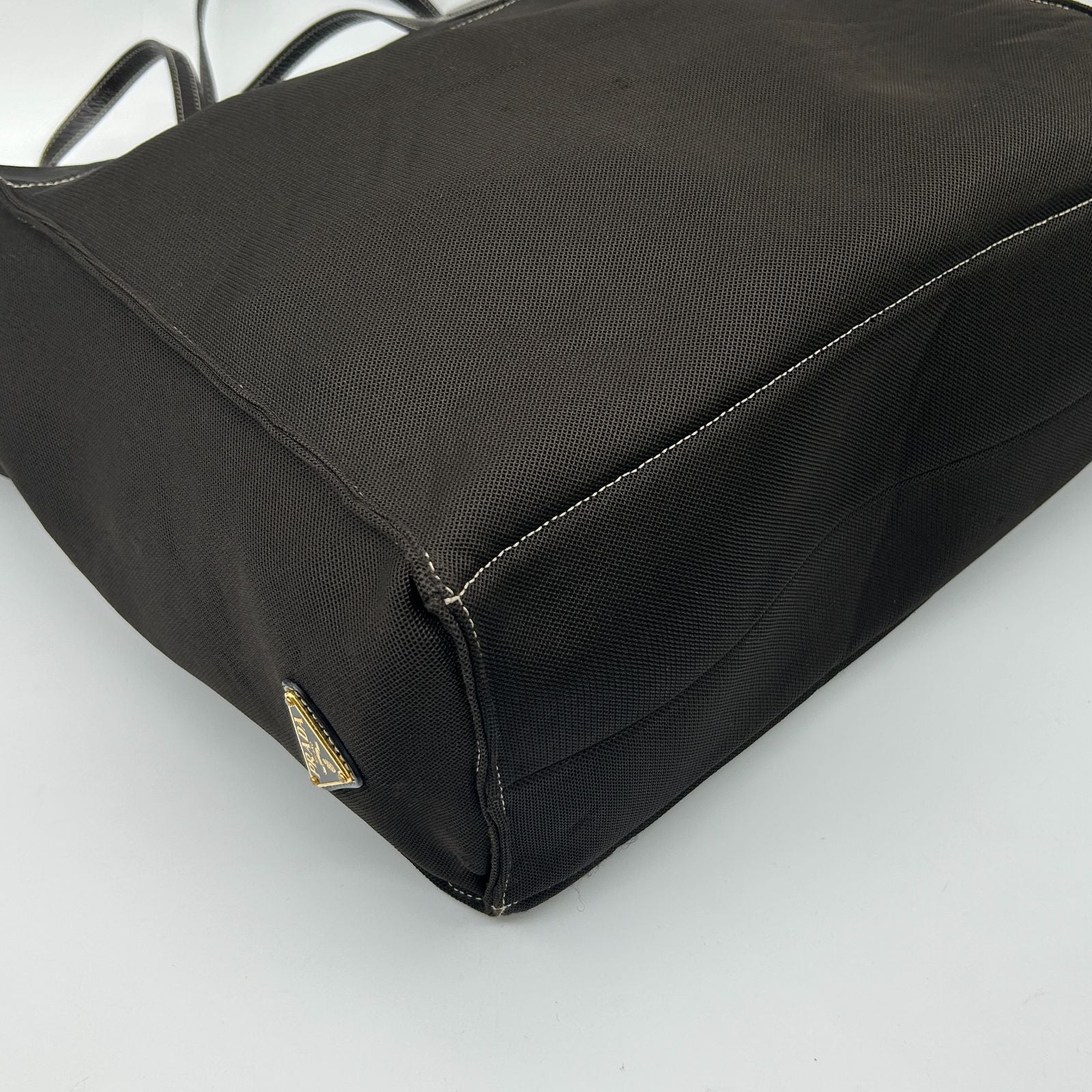 Prada Tote Shoulder Mesh Patent Leather Dark Brown — view 7