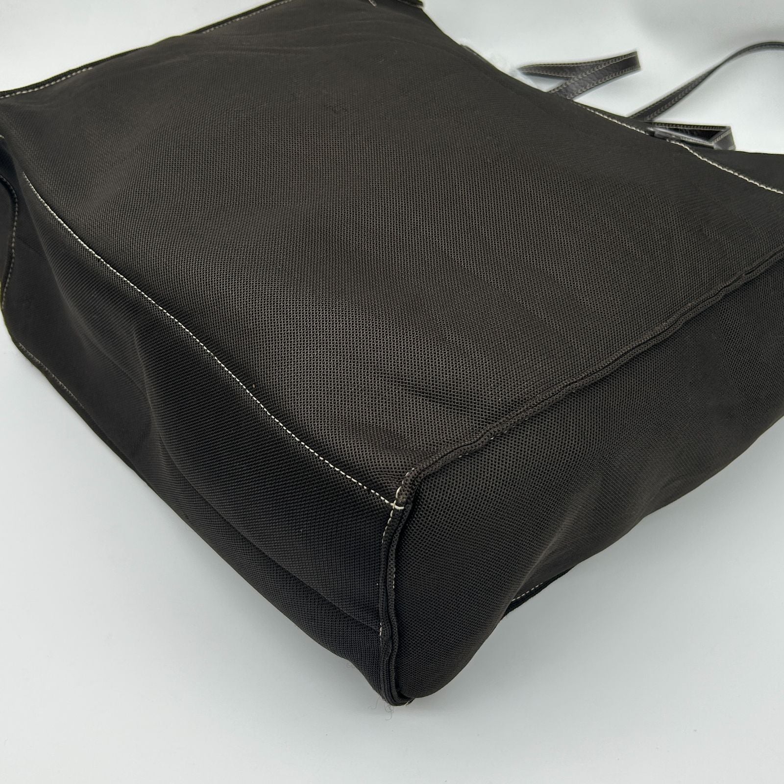 Prada Tote Shoulder Mesh Patent Leather Dark Brown — view 8