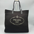 Prada Tote Shoulder Mesh Patent Leather Dark Brown