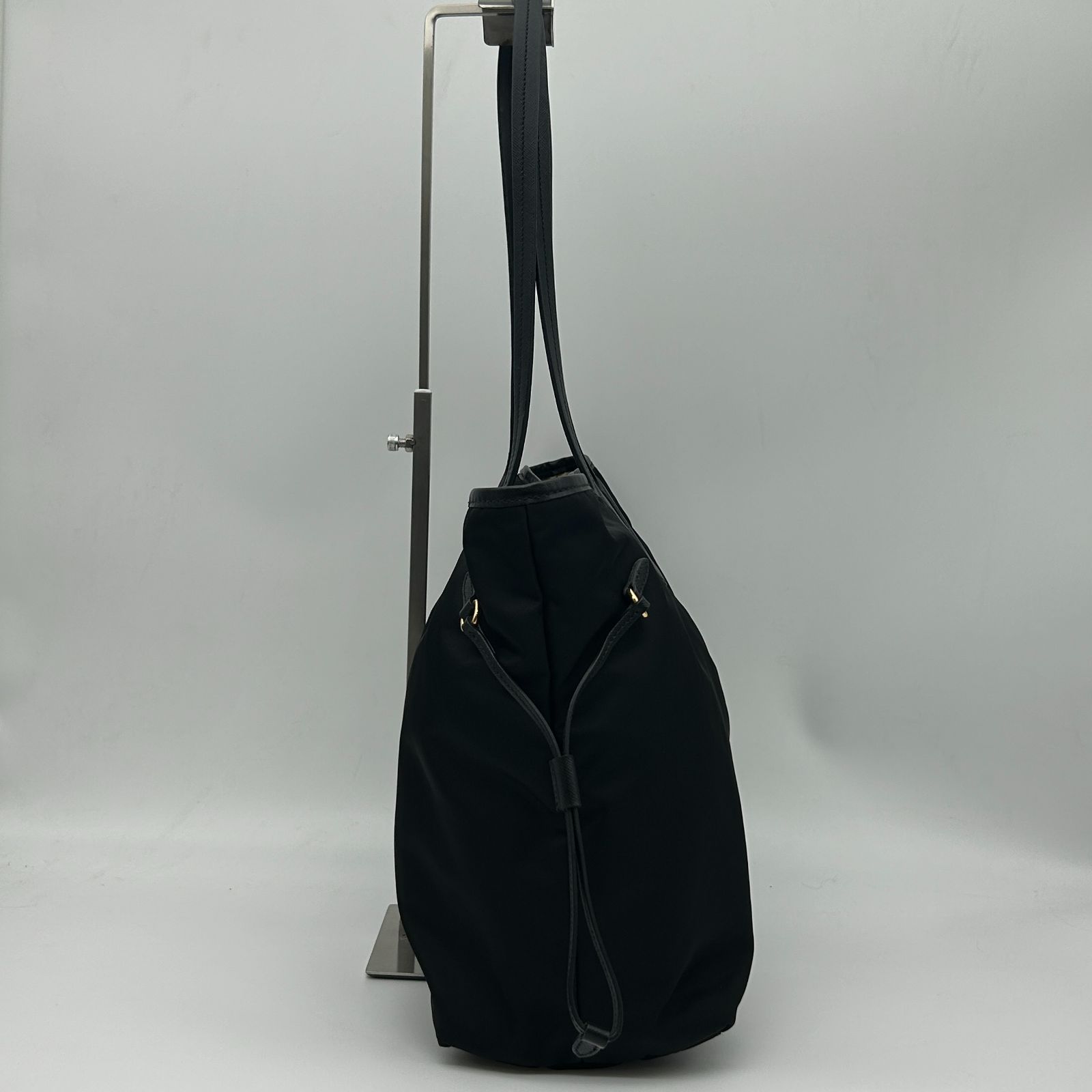Prada Tote Shoulder Bag Nylon Leather Nero Black Silver — view 2