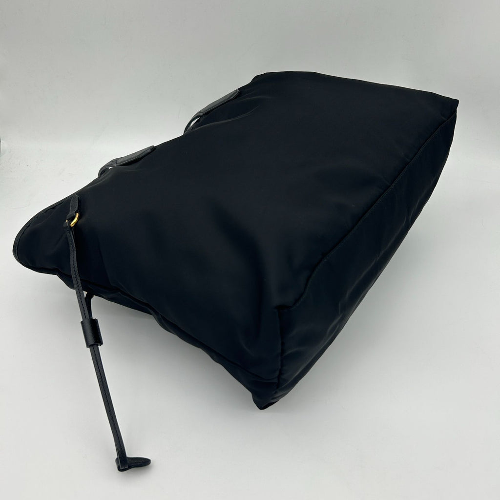 Prada Tote Shoulder Bag Nylon Leather Nero Black Silver — view 5