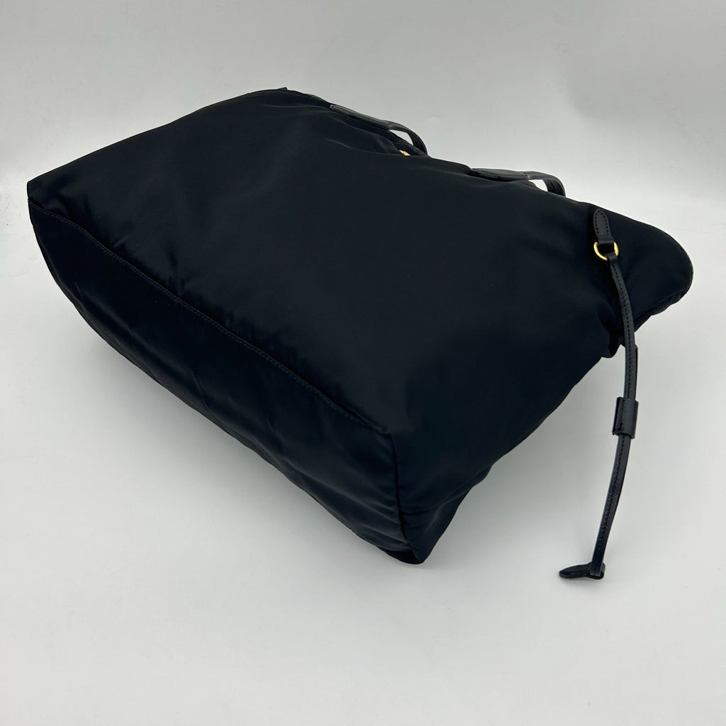 Prada Tote Shoulder Bag Nylon Leather Nero Black Silver — view 6