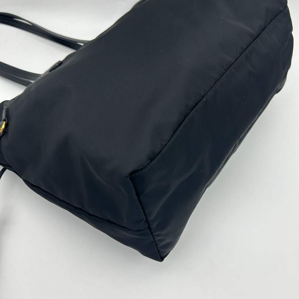 Prada Tote Shoulder Bag Nylon Leather Nero Black Silver — view 7