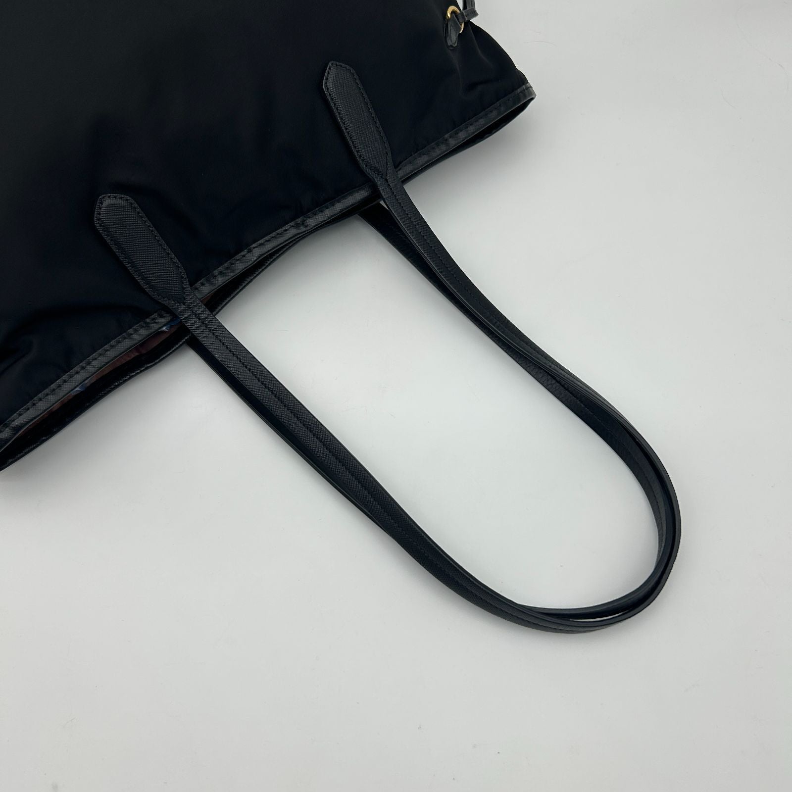 Prada Tote Shoulder Bag Nylon Leather Nero Black Silver — view 9