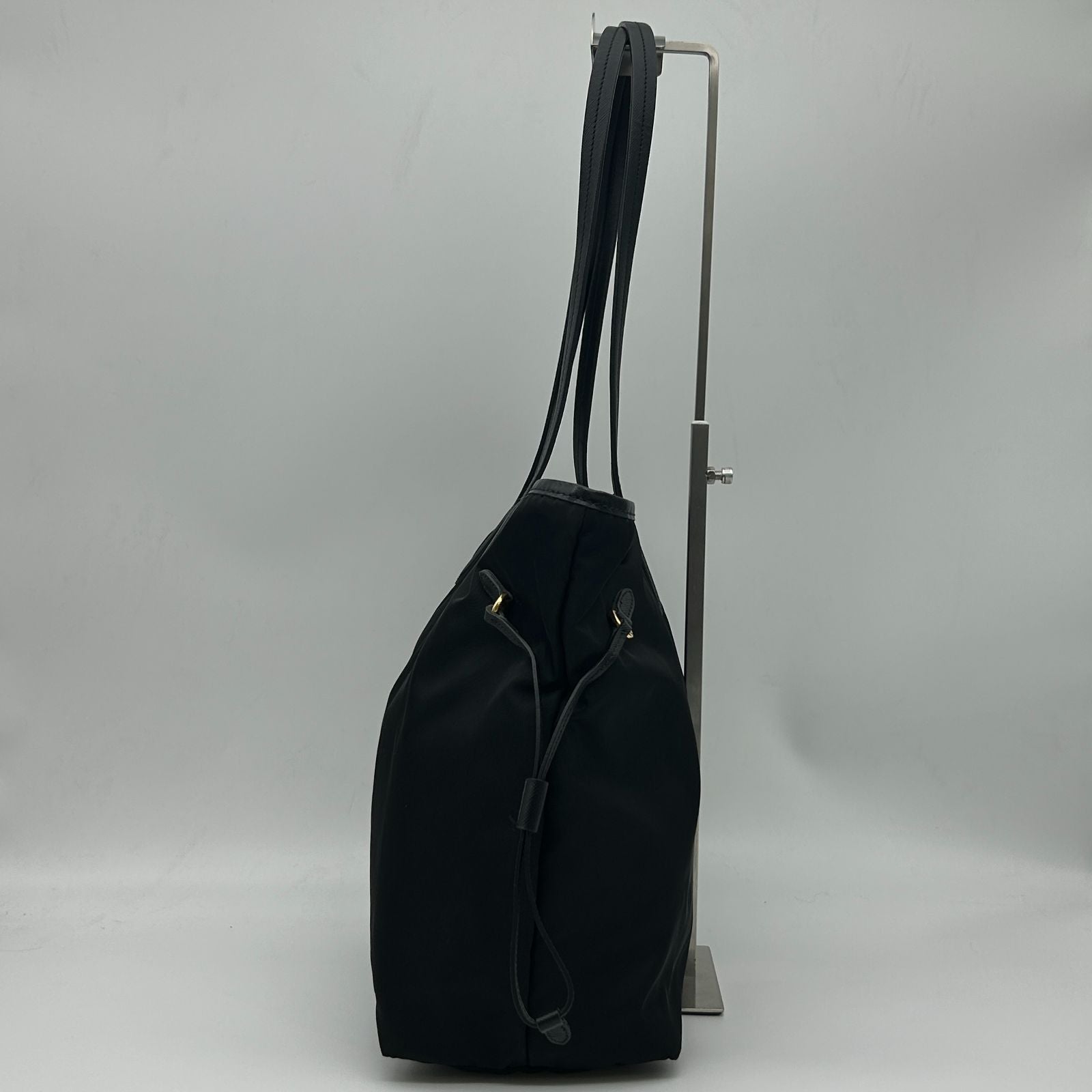 Prada Tote Shoulder Bag Nylon Leather Nero Black Silver — view 3