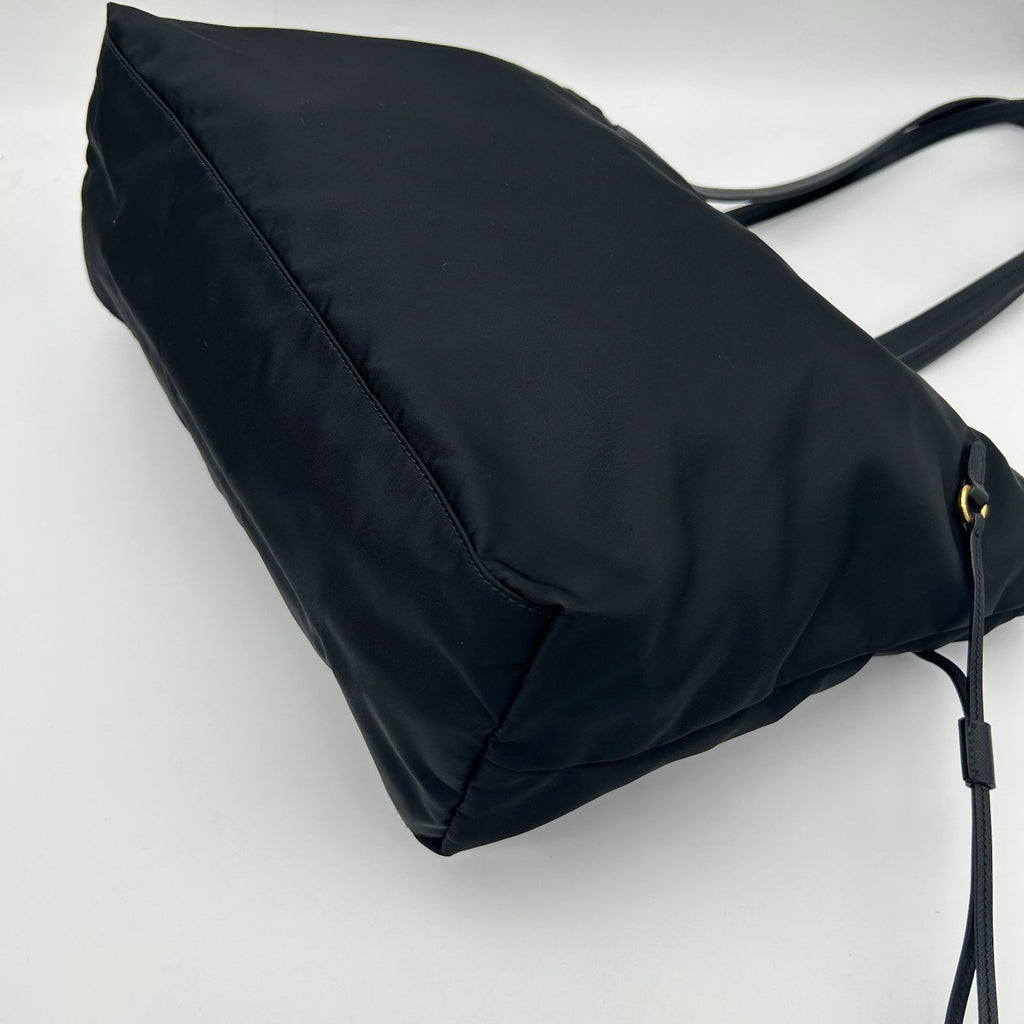 Prada Tote Shoulder Bag Nylon Leather Nero Black Silver — view 8