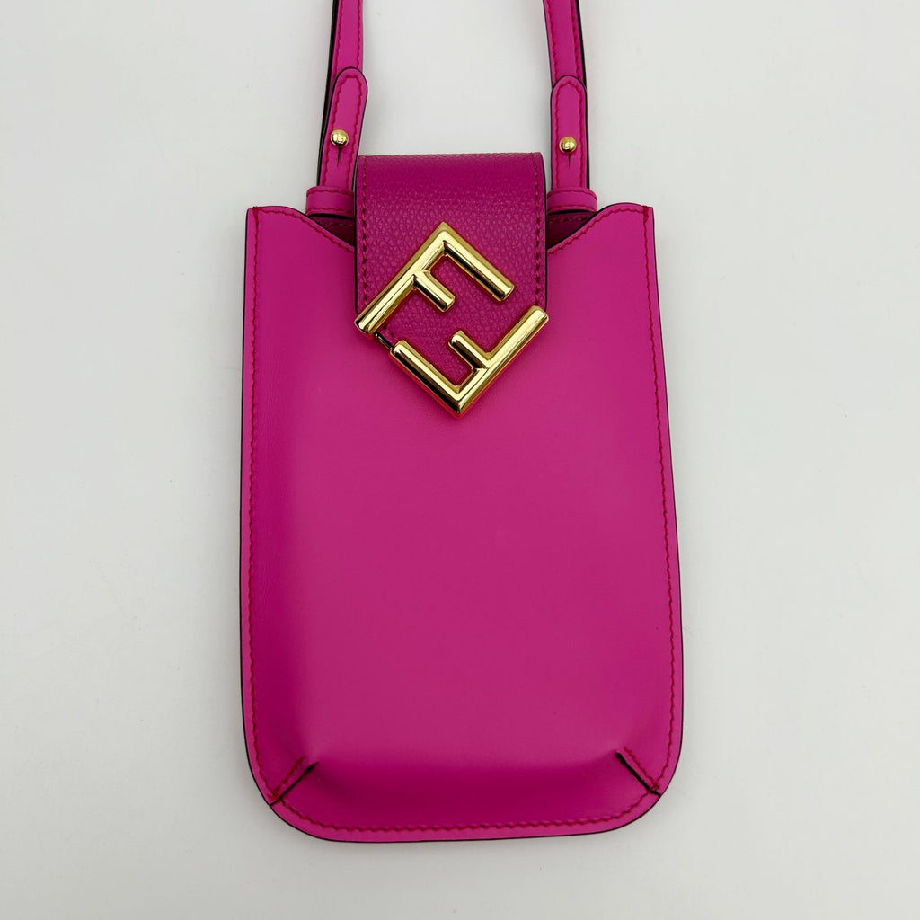 Fendi FF Diamond Phone Pouch Shoulder Bag Pink — view 2