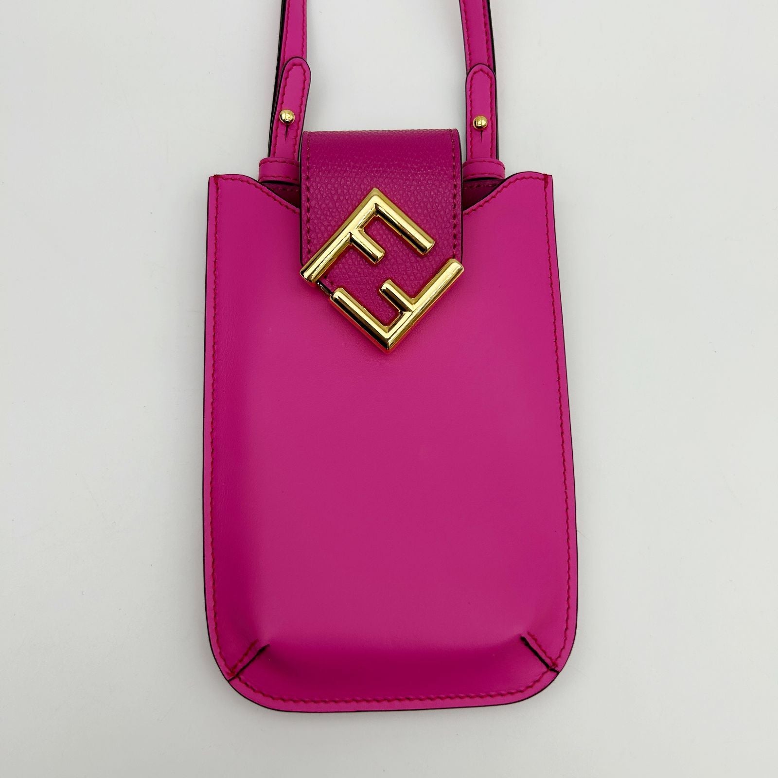 Fendi FF Diamond Phone Pouch Shoulder Bag Pink — view 2