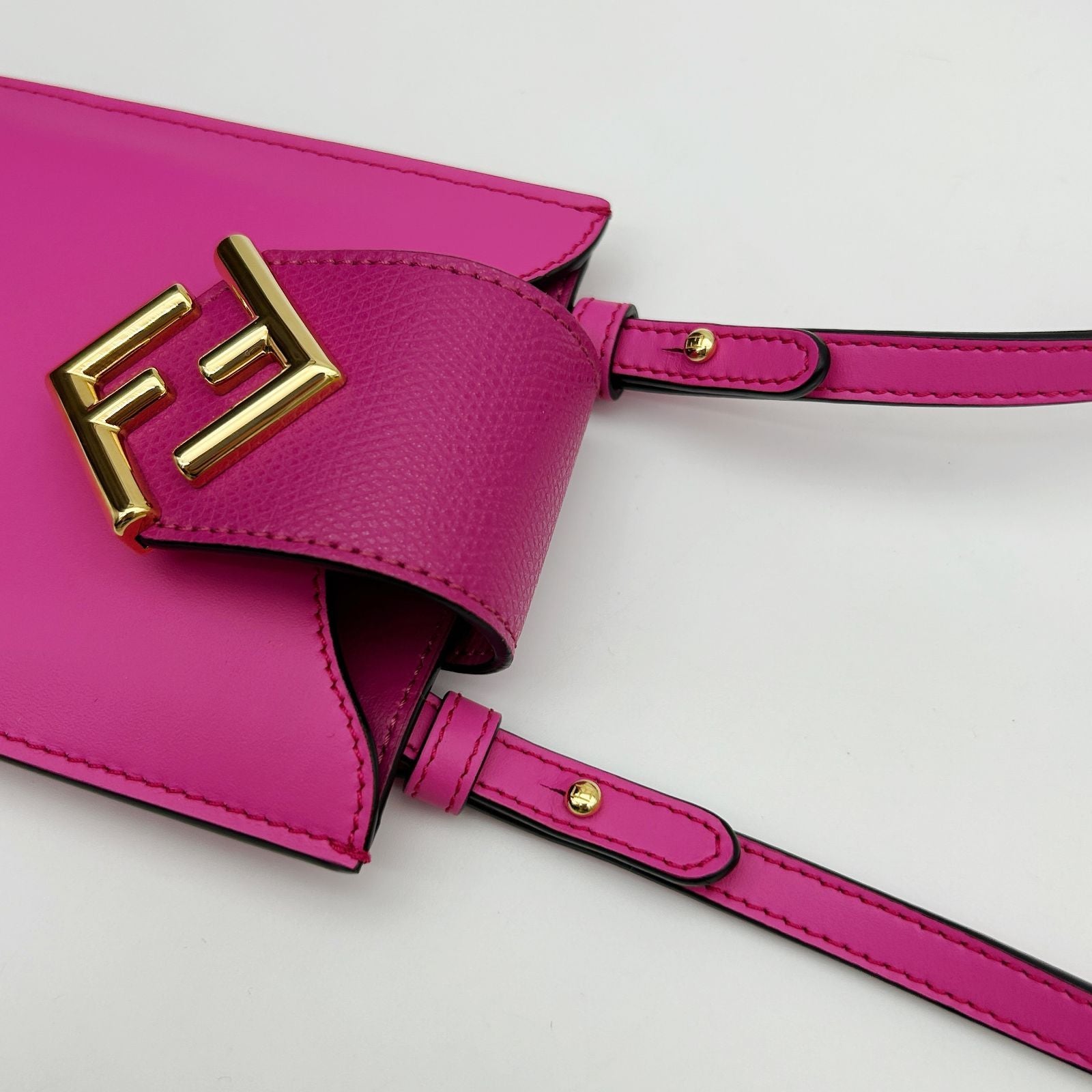 Fendi FF Diamond Phone Pouch Shoulder Bag Pink — view 8