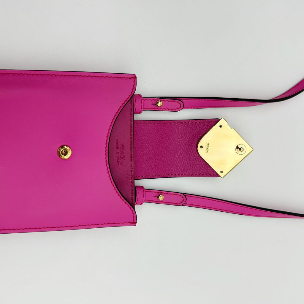 Fendi FF Diamond Phone Pouch Shoulder Bag Pink — view 9