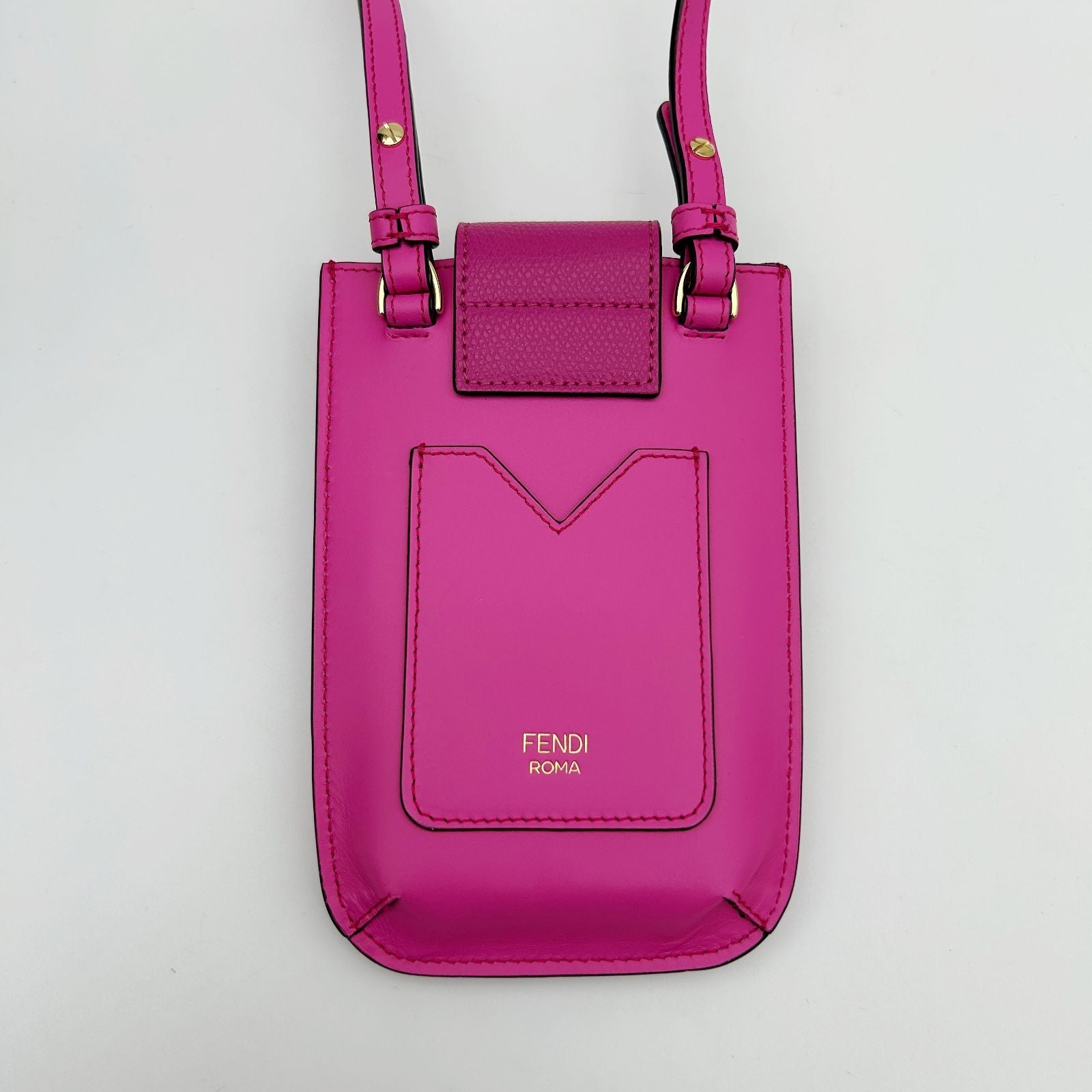 Fendi FF Diamond Phone Pouch Shoulder Bag Pink — view 3