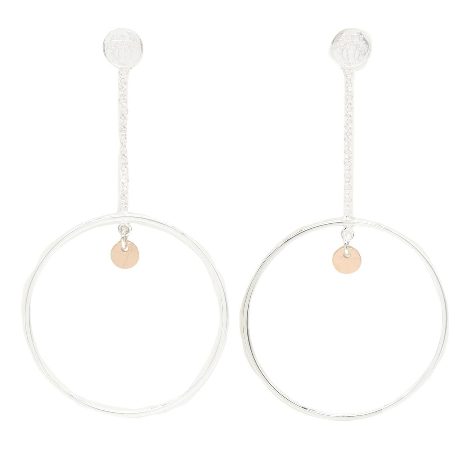 Hermes Earrings Escribus Hoop 925 Sterling Silver 18k Pink Gold