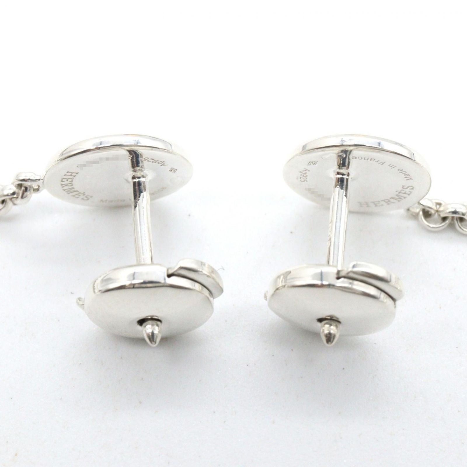 Hermes Earrings Escribus Hoop 925 Sterling Silver 18k Pink Gold — view 2