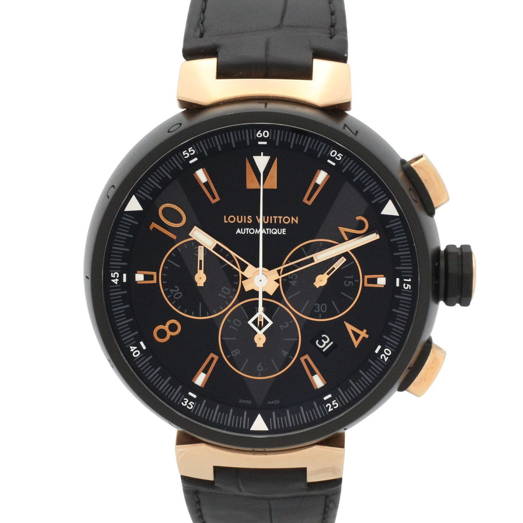 Louis Vuitton Watch Tambour Chrono Black Stainless Steel