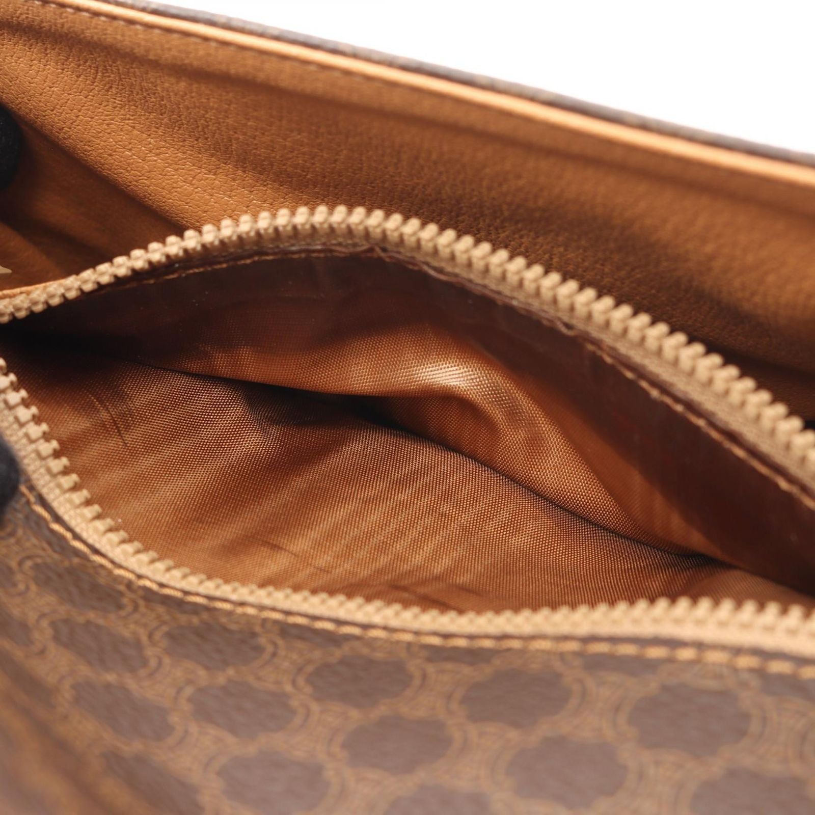 Celine Shoulder Bag Macadam Brown Dark Canvas Leather — view 5