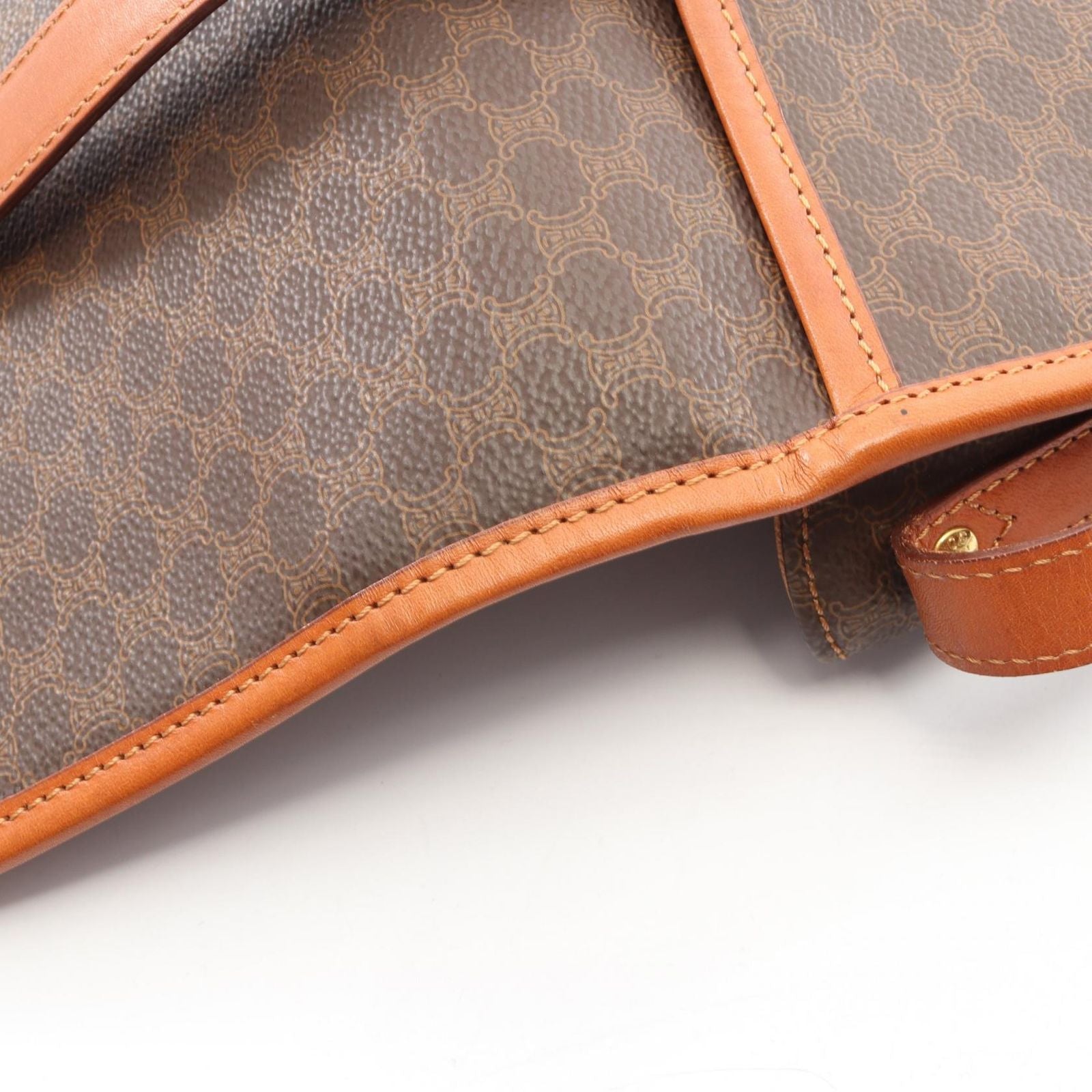 Celine Shoulder Bag Macadam Brown Dark Canvas Leather — view 6