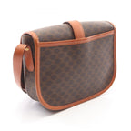 Celine Shoulder Bag Macadam Brown Dark Canvas Leather — view 2