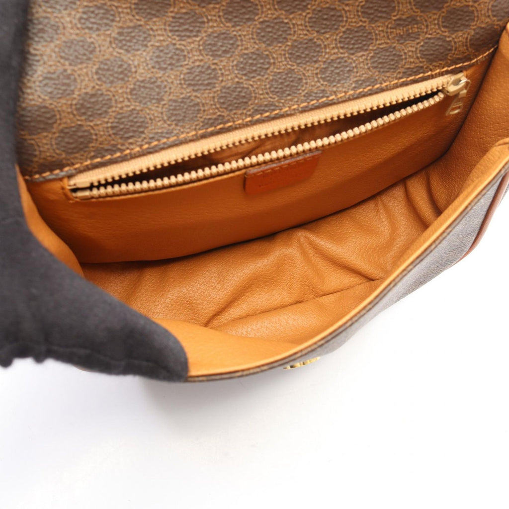 Celine Shoulder Bag Macadam Brown Dark Canvas Leather — view 3