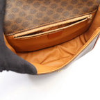 Celine Shoulder Bag Macadam Brown Dark Canvas Leather — view 3