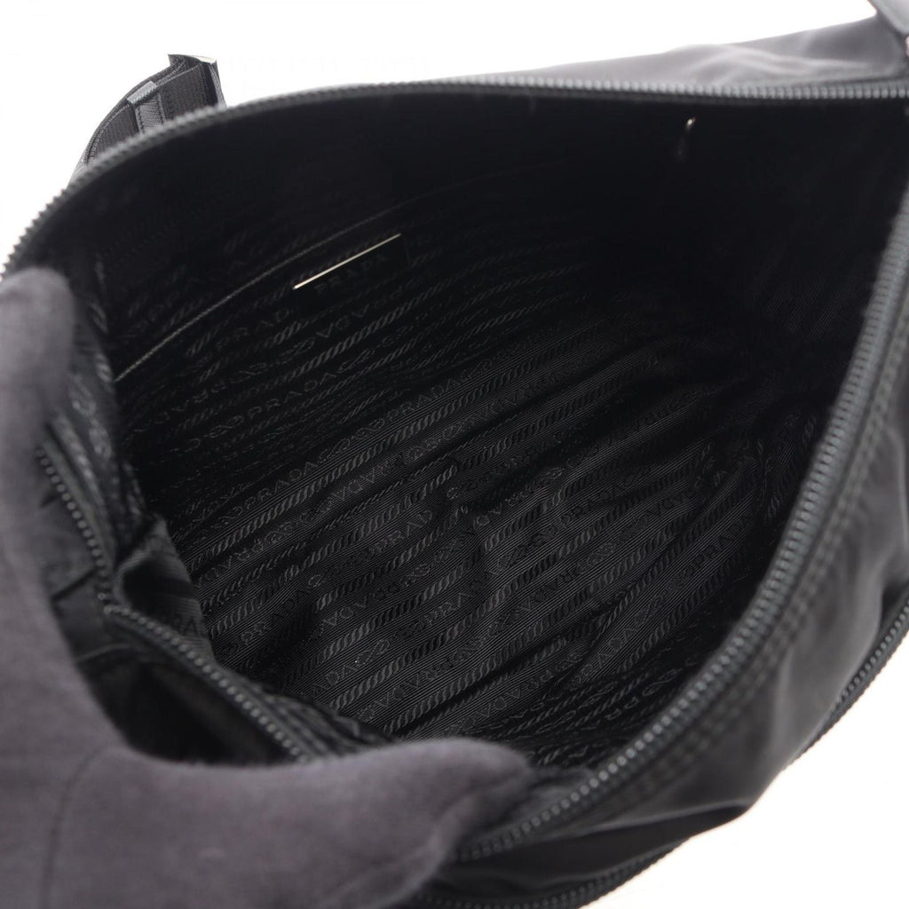 Prada Shoulder Bag Vela Black Nylon Saffiano Leather Triangle Logo — view 3