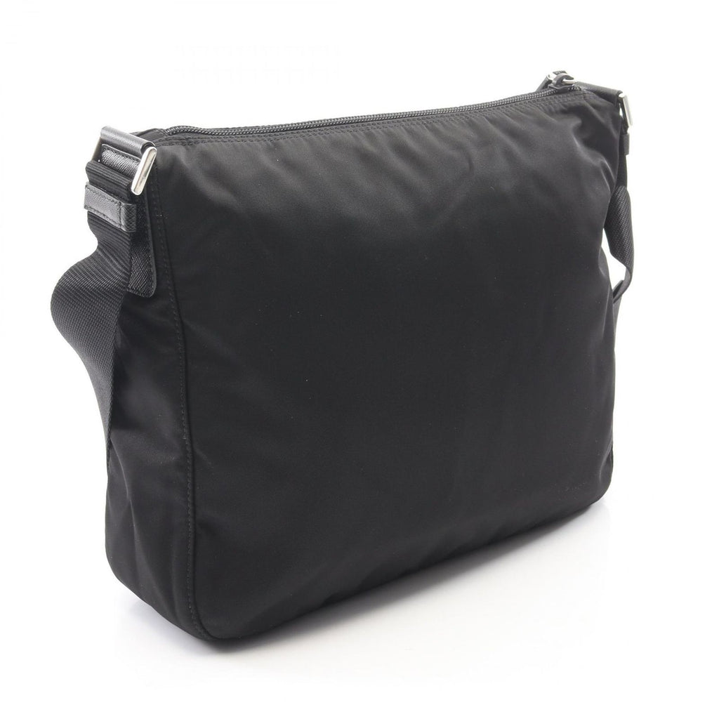 Prada Shoulder Bag Vela Black Nylon Saffiano Leather Triangle Logo — view 2