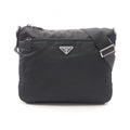 Prada Shoulder Bag Vela Black Nylon Saffiano Leather Triangle Logo