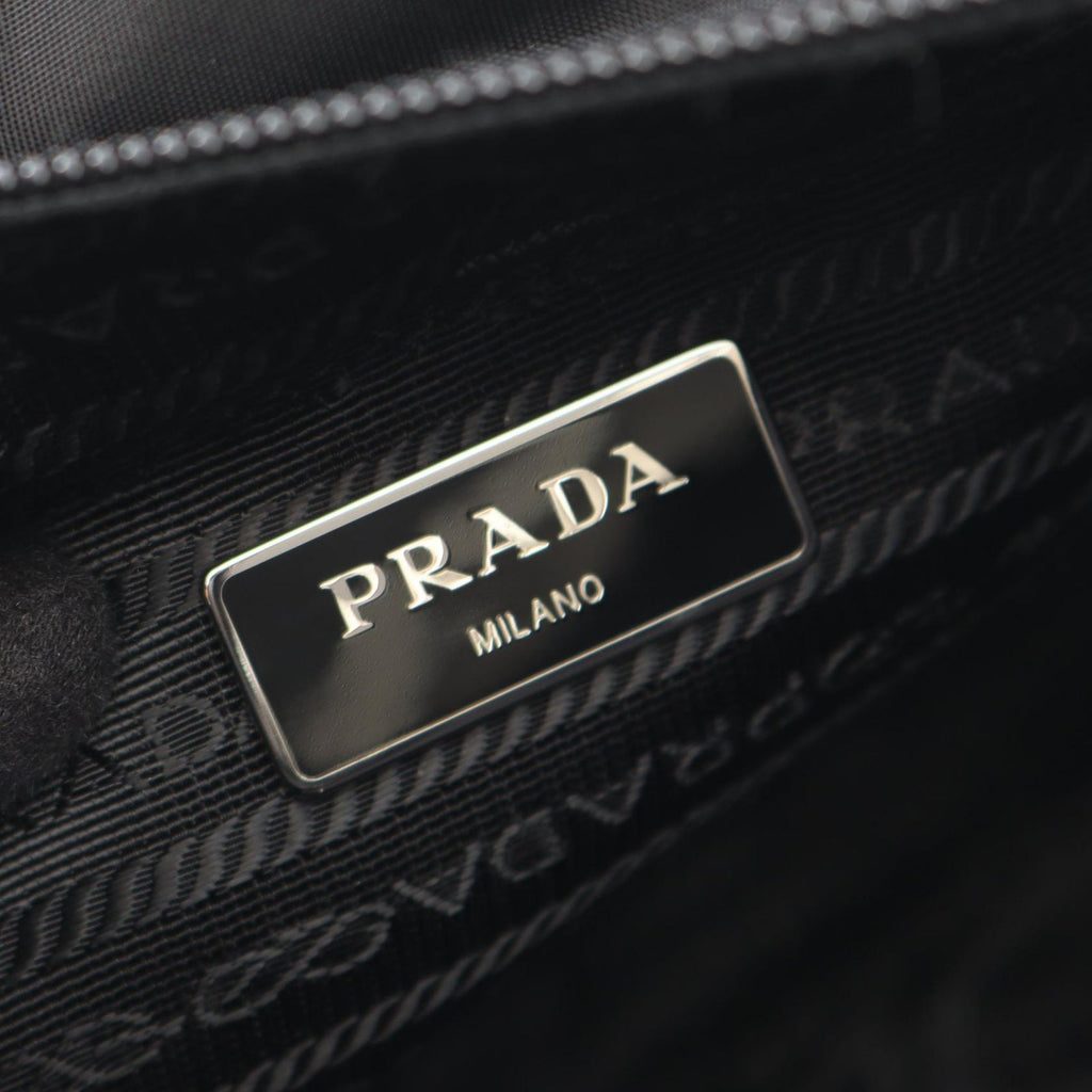 Prada Shoulder Bag Vela Black Nylon Saffiano Leather Triangle Logo — view 4