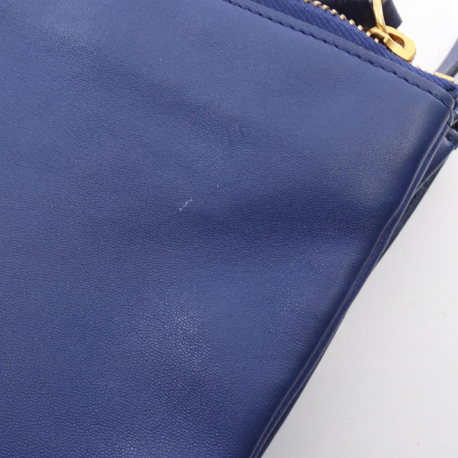 Celine Shoulder Bag Trio Large Blue Leather — view 6