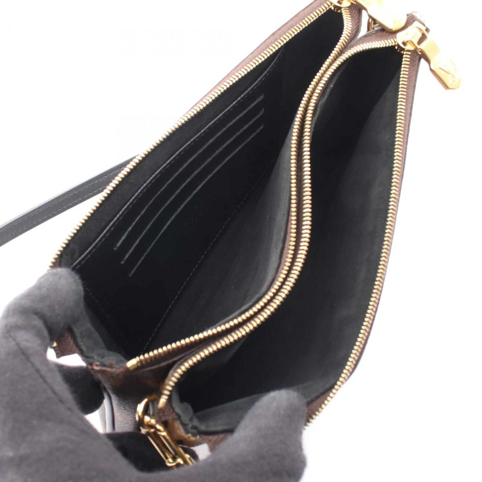 Louis Vuitton Shoulder Bag Pochette Double Zip Canvas Leather — view 3
