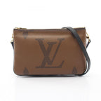 Louis Vuitton Shoulder Bag Pochette Double Zip Canvas Leather