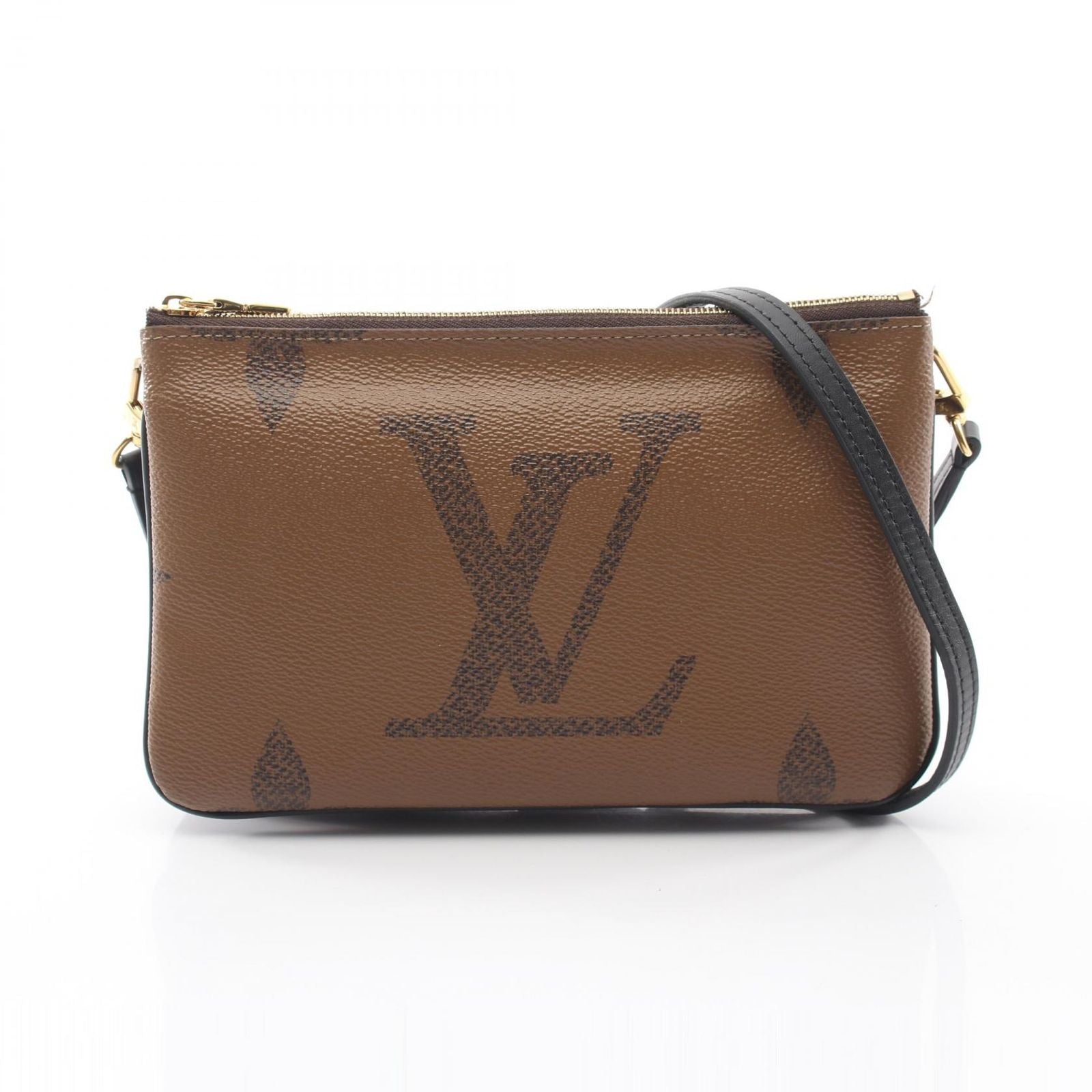 Louis Vuitton Shoulder Bag Pochette Double Zip Canvas Leather