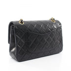 Chanel Shoulder Bag Quilted Double Flap Black Lambskin Chain — view 2