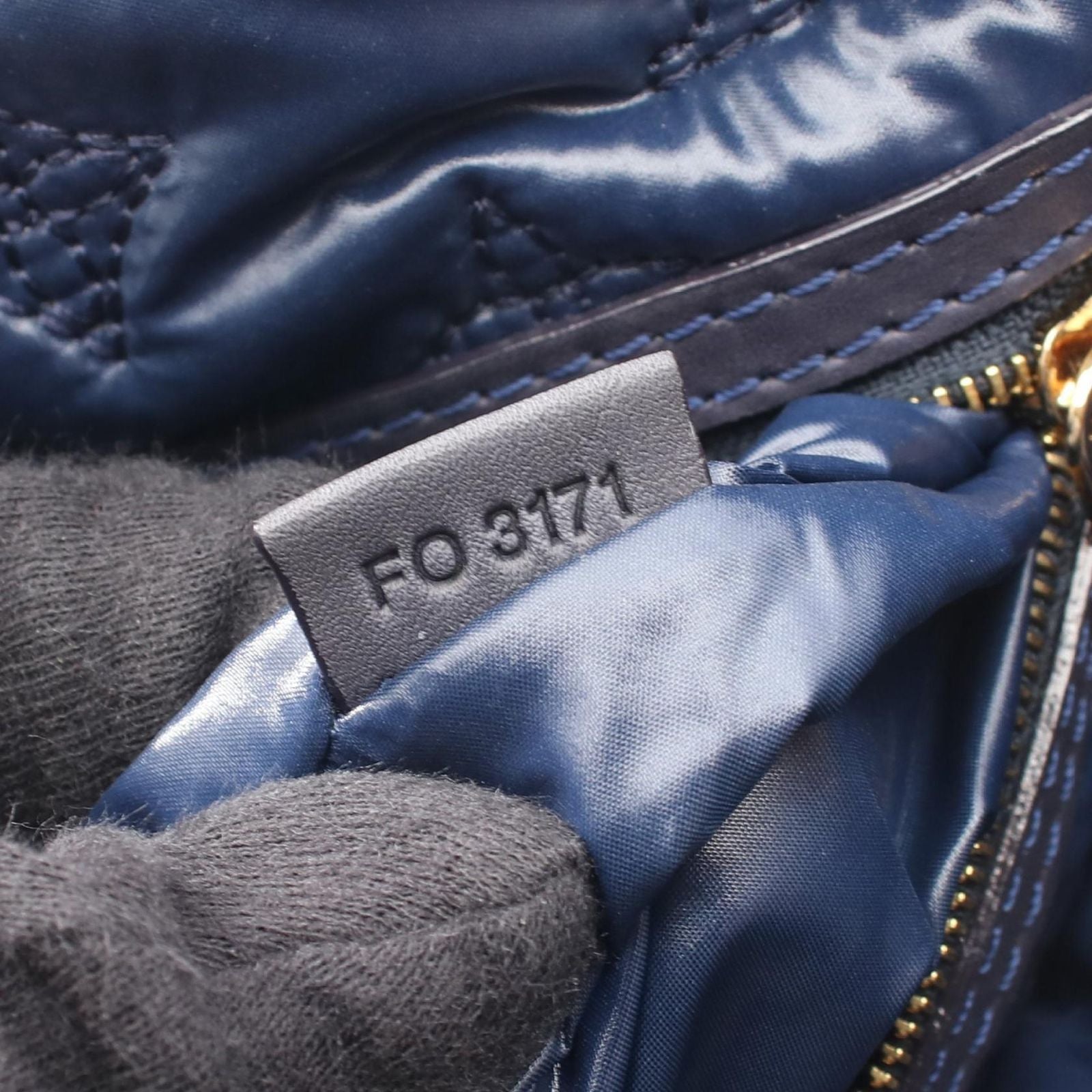 Louis Vuitton Handbag MM Blue Marine Nylon Patent Lockit Vertical MM — view 5