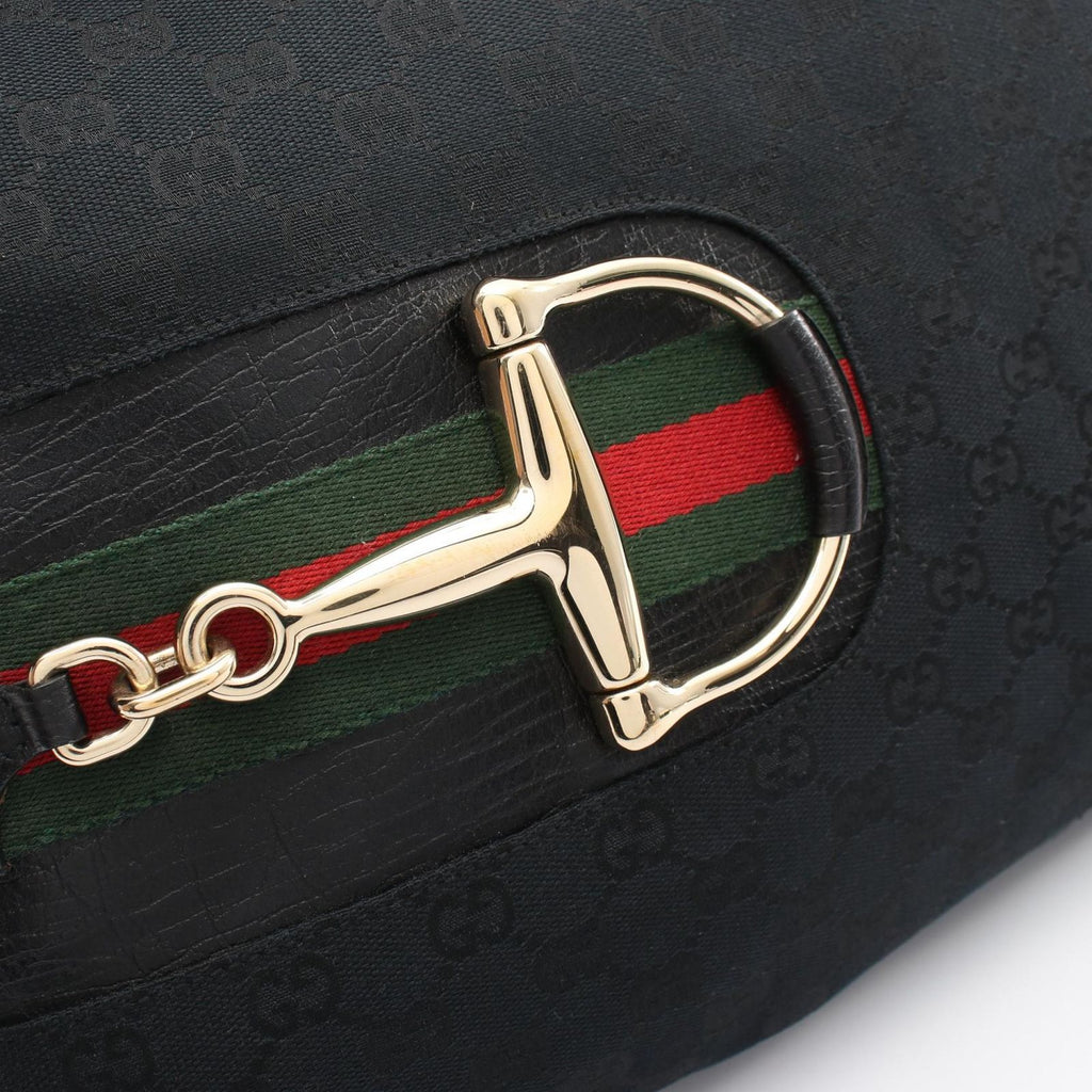Gucci Shoulder Bag Horsebit GG Canvas Black — view 9
