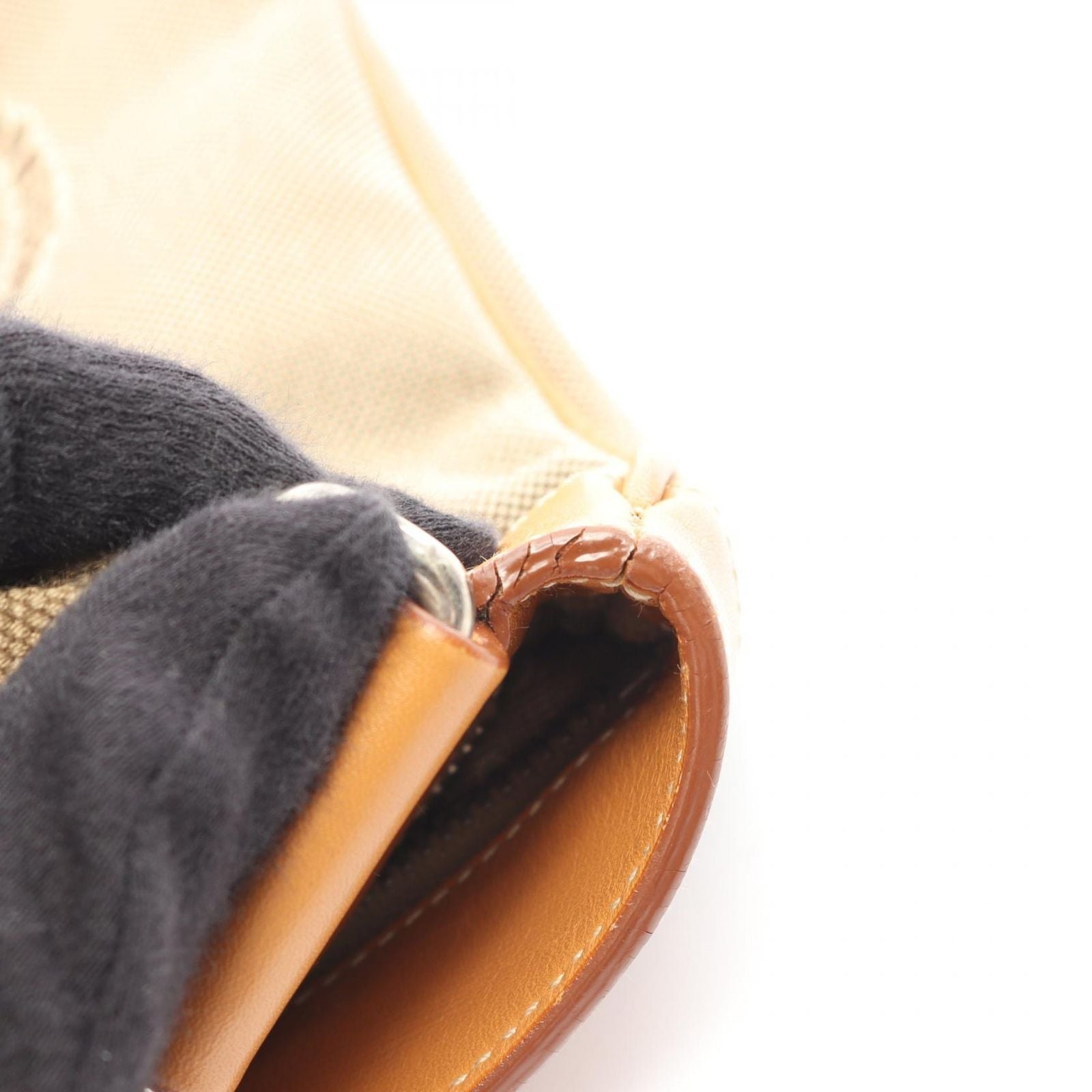 Prada Shoulder Bag Logo Jacquard Beige Canvas Leather — view 5
