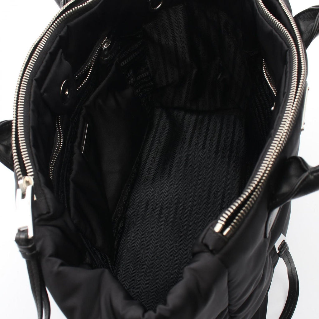 Prada Tote Tessuto Bomber 2-Way Black Nylon Leather — view 3