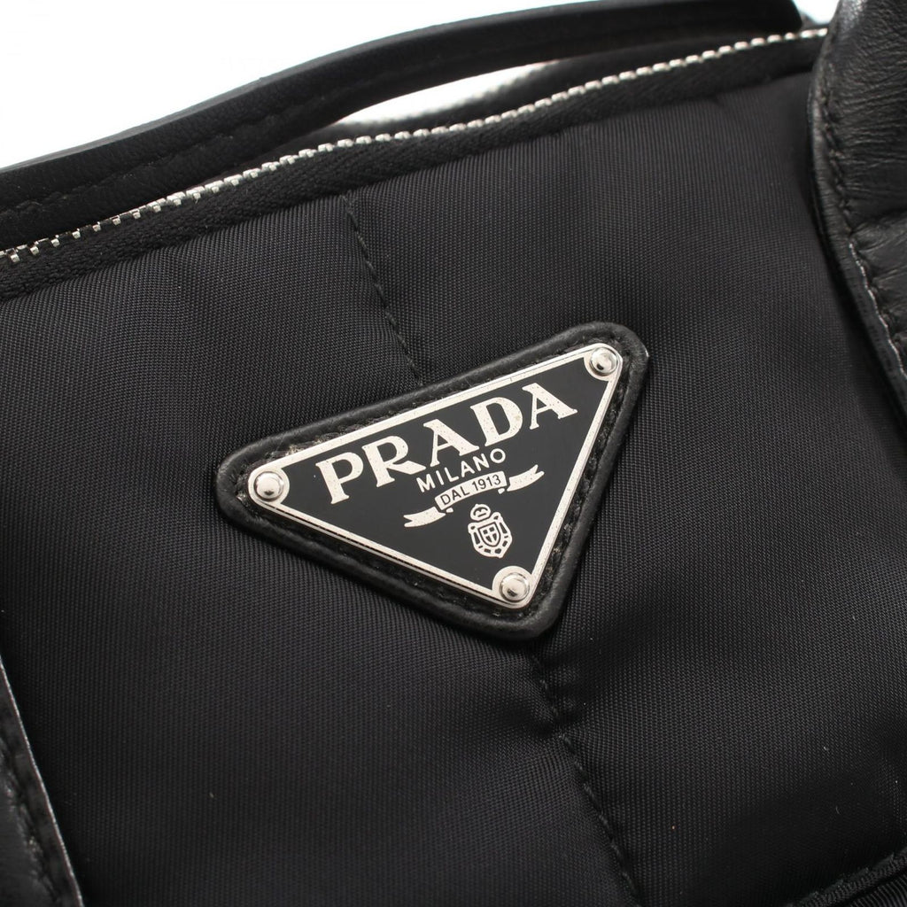 Prada Tote Tessuto Bomber 2-Way Black Nylon Leather — view 7